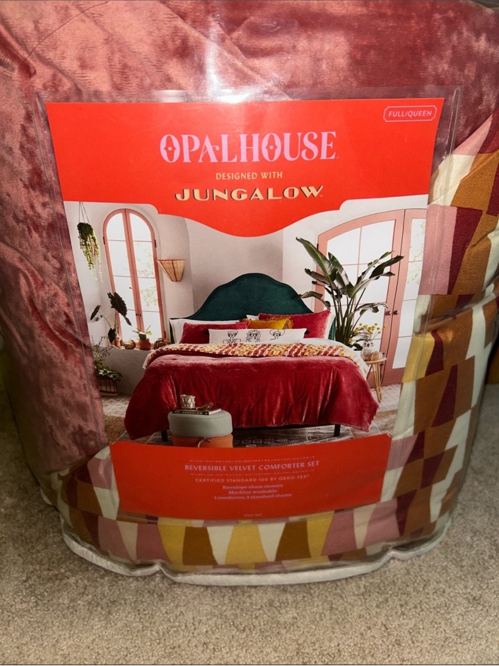 Opalhouse Jungalow F/Q Velvet Reversible Comforter Set - Berry